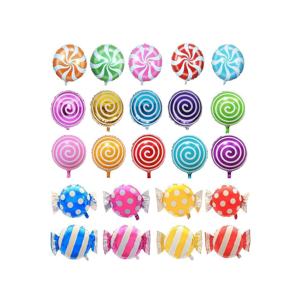 21 pcs 18 Sweet Candy Balloons Round Lollipop Balloon Birthday Wedding Party Balloons - Whlsome - Candies & Chocolates