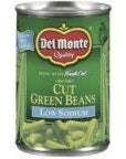 Del Monte Cut Green Beans 50 Less Sodium 145Ounce Pack of 12