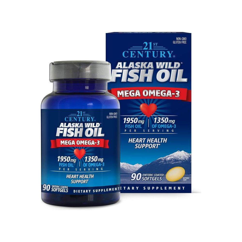 21st Century Alaska Wild Fish Oil Softgels, 90 Count - Whlsome - Sports Nutrition