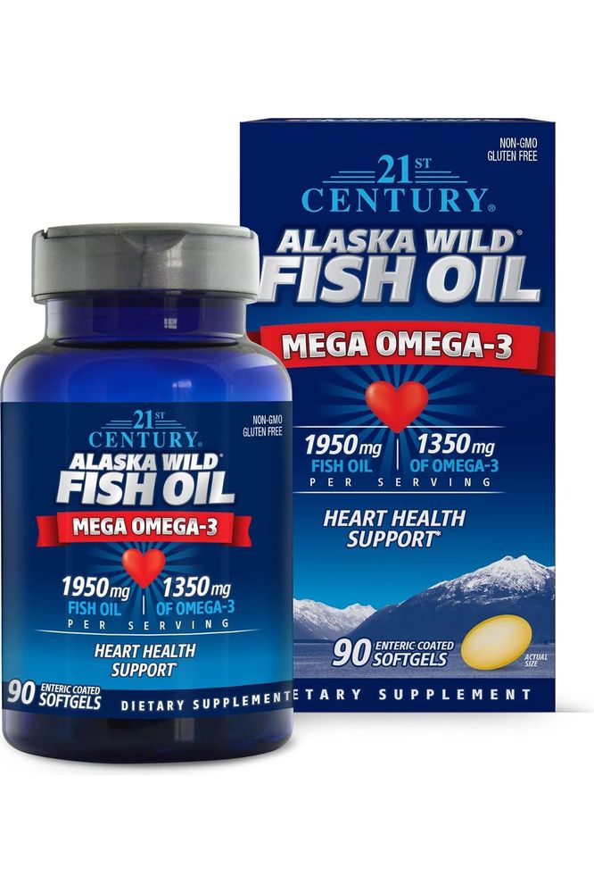 21st Century Alaska Wild Fish Oil Softgels, 90 Count - Whlsome - Sports Nutrition