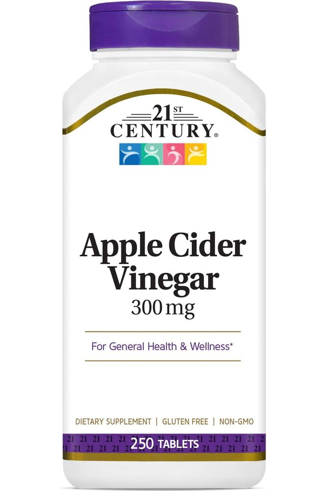 21st Century Apple Cider Vinegar 300mg Tablets, 250 Count - Whlsome - Detox & Cleanse