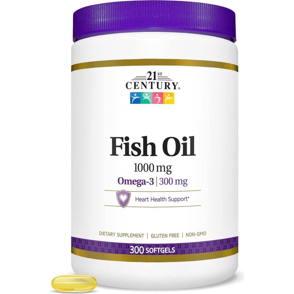 21st Century Fish Oil 1000 mg Softgels, 300 Count - Whlsome - Sports Nutrition