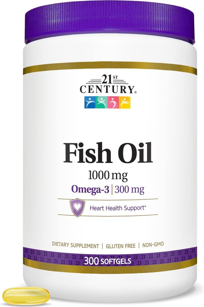 21st Century Fish Oil 1000 mg Softgels, 300 Count - Whlsome - Sports Nutrition