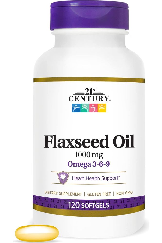 21st Century Flaxseed Oil 1000 Mg Softgels, 120 - Count (22871) - Whlsome - Sports Nutrition