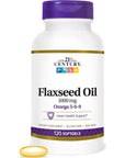 21st Century Flaxseed Oil 1000 Mg Softgels, 120 - Count (22871) - Whlsome - Sports Nutrition