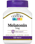 21st Century Melatonin 5 mg Tablets - 120 Count - Whlsome - Vitamins & Supplements