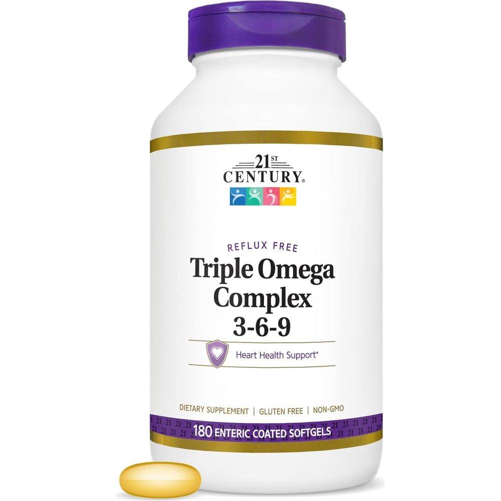 21st Century Triple Omega Complex 3 6 9 Enteric Coated Softgels, 180 Count Bottle (22875) - Whlsome - Sports Nutrition