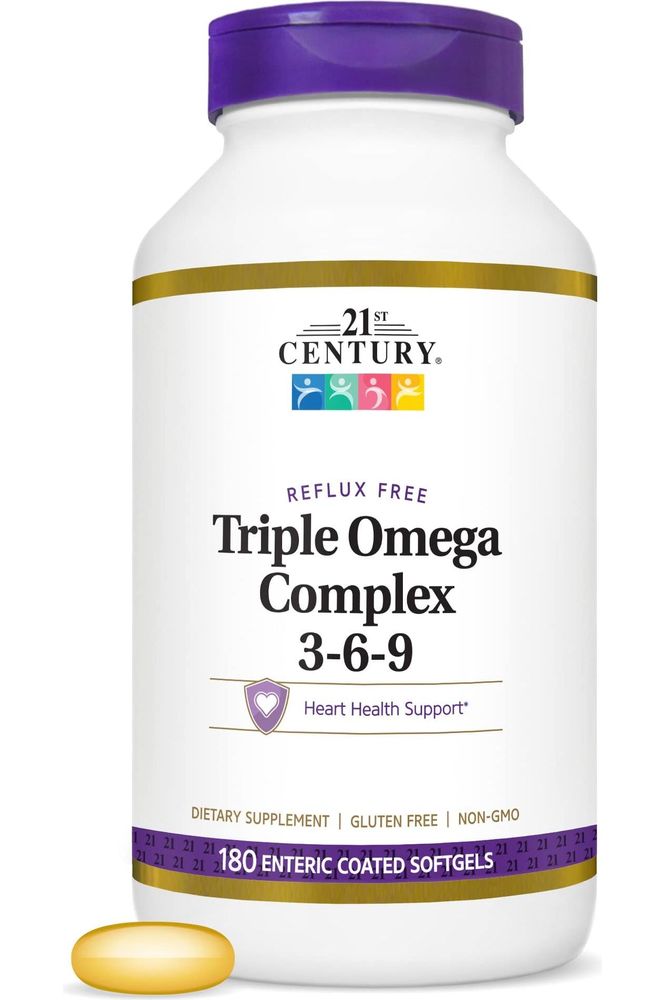 21st Century Triple Omega Complex 3 6 9 Enteric Coated Softgels, 180 Count Bottle (22875) - Whlsome - Sports Nutrition