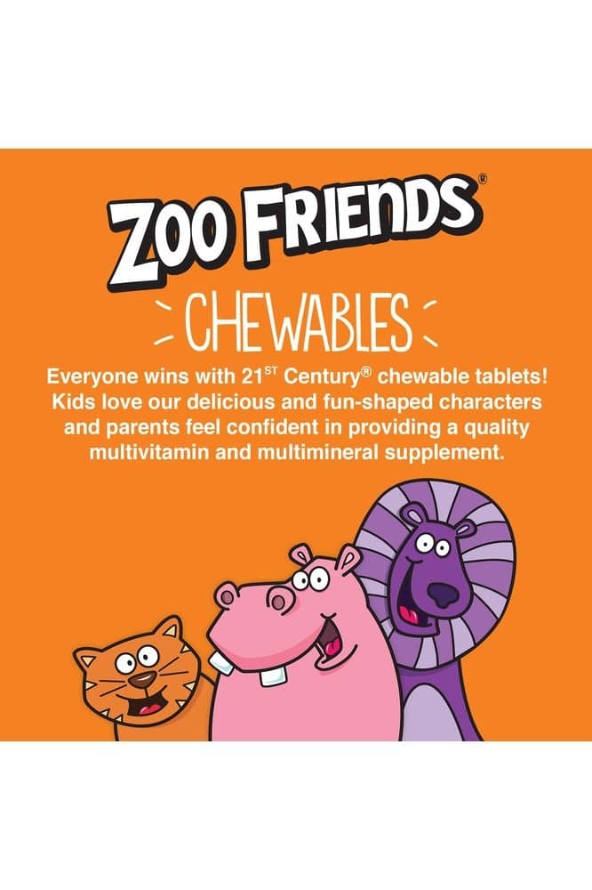 21st Century Zoo Friends with Extra C Chewable Tablets, 60 Count - Whlsome - Vitamins & Supplements