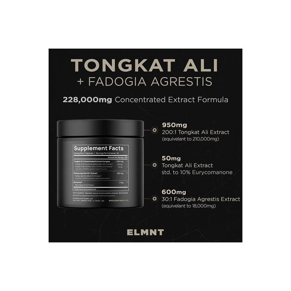 228,000mg 200x Strength Tongkat Ali for Men w. 30x Fadogia Agrestis Extract - 10% Eurycomanone Highest Potency Longjack Fadogia Agrestis Tongkat Ali Supplement Total Test, Muscle & Strength Booster - Whlsome - Testosterone Boosters