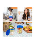 2Pack Overnight Oats Containers with Lids and SpoonCompaniesWork and Travel - Whlsome - Breakfast Foods