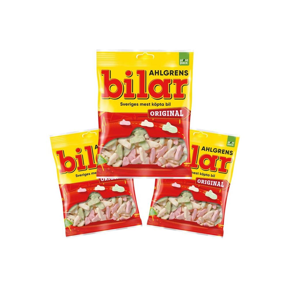 3 Bags x 125g of Ahlgrens Bilar Original Swedish Chewy Marshmallow Cars Candies Sweets - Whlsome - Grocery (Other)