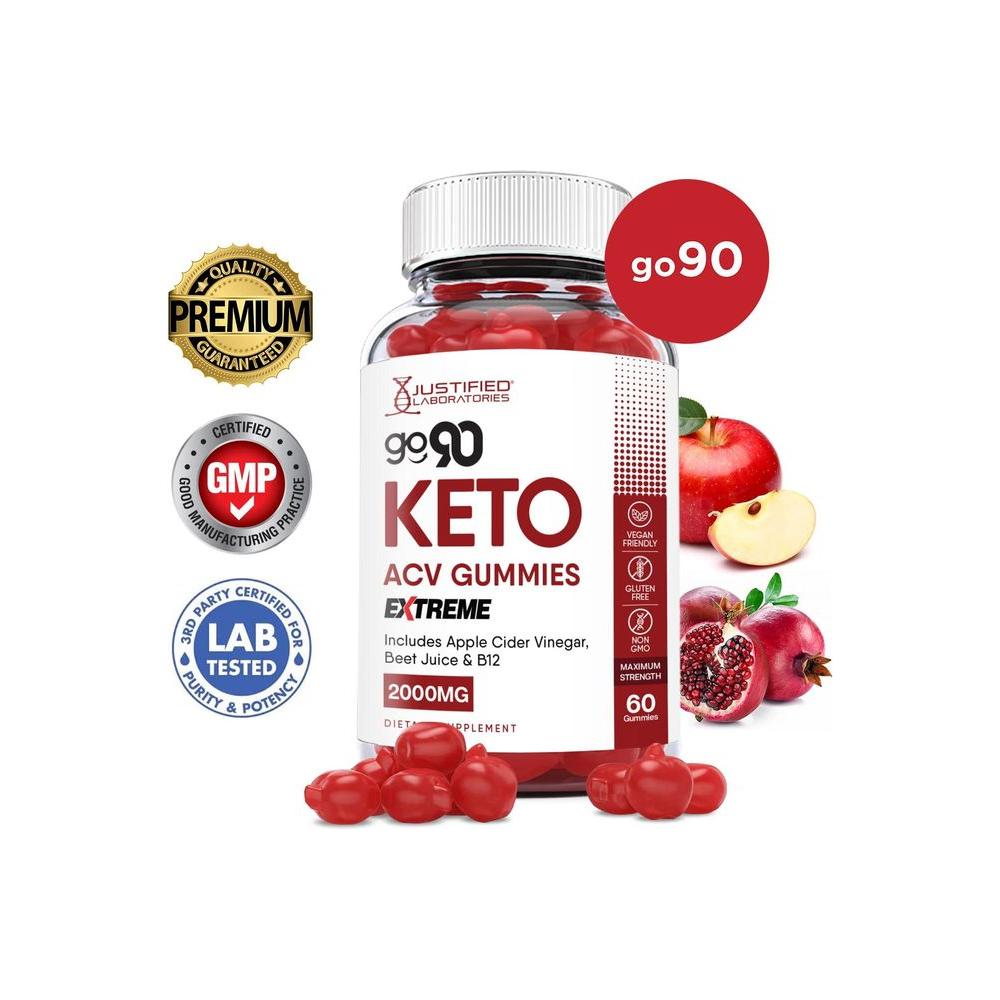 (3 Pack) Go 90 Keto ACV Gummies Extreme Formula 2000MG with Pomegranate Juice Beet Root B12 180 Gummys - Whlsome - Detox &amp; Cleanse