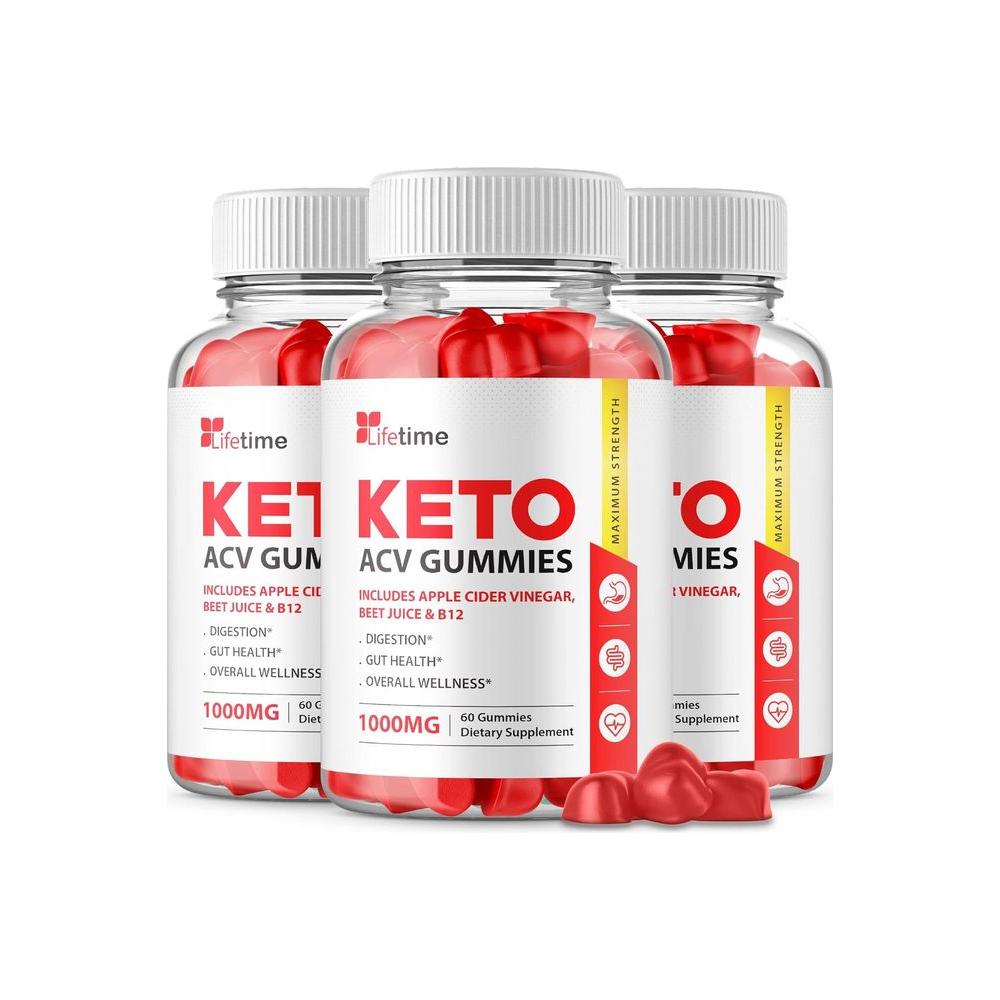 (3 Pack) Lifetime Keto Plus ACV Gummies - Official Formula - 180 Gummies - Whlsome - Detox & Cleanse