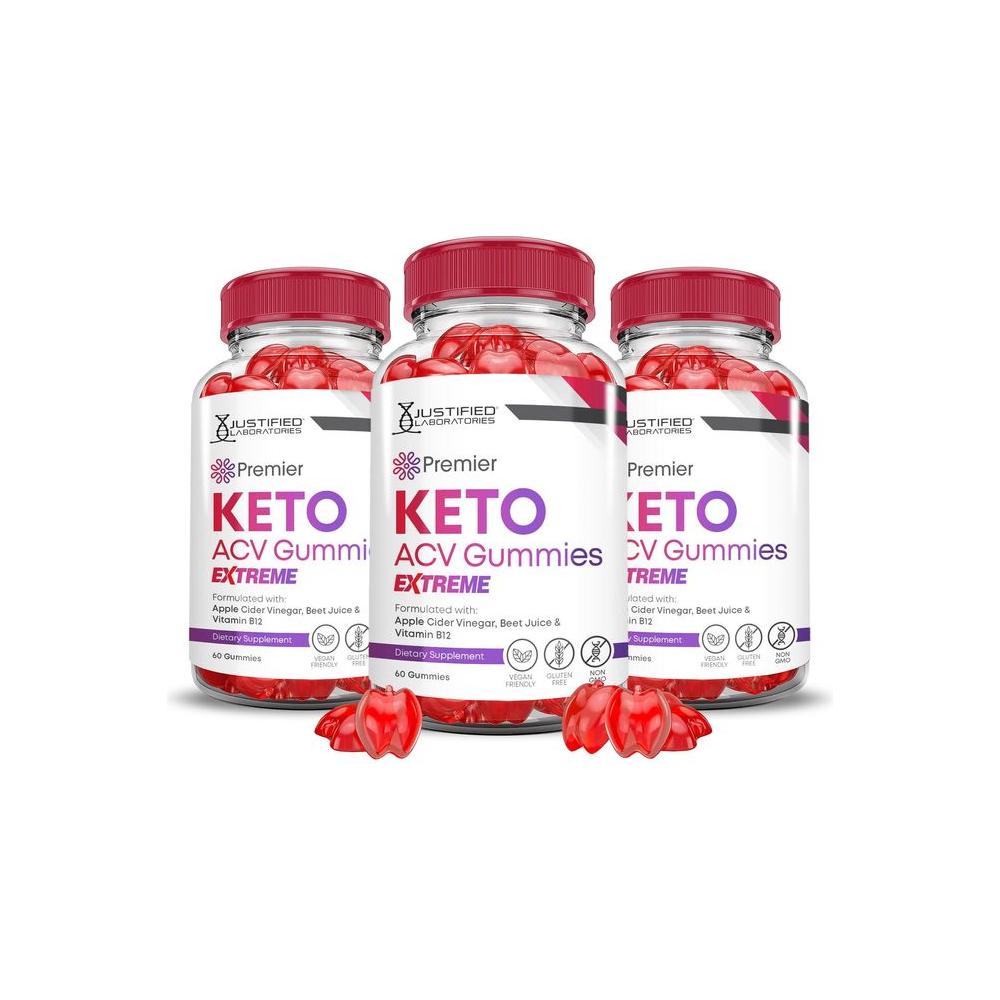 (3 Pack) Premier Keto ACV Gummies Advanced Weight Loss Extreme 2000MG Premier Keto Gummies Apple Cider Vinegar Formulated with Pomegranate Beet Juice Powder B12 Vegan Non GMO 180 Gummys - Whlsome - Detox & Cleanse