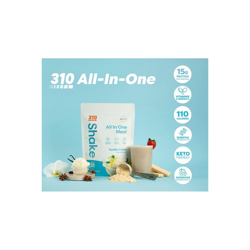 310 Nutrition - All - In - One Meal Replacement Shake - New Formula with Fiber Rich Vegan Superfood Blend - Natural Sweeteners - Low Carb Shake, Keto &amp; Paleo Friendly - Gluten Free - 26 Essential Vitamins &amp; Minerals - Variety Shake Box - Vanilla Crème - Whlsome - Nutritional Shakes