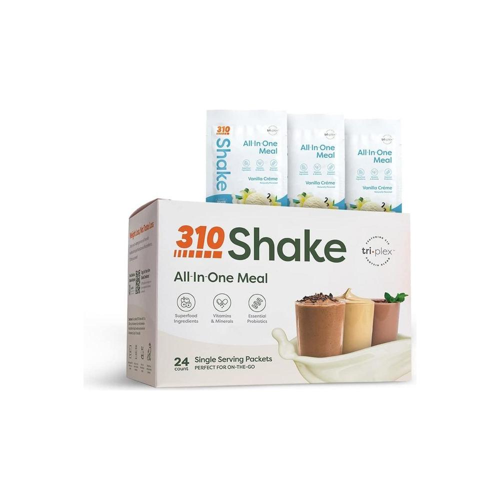 310 Nutrition - All - In - One Meal Replacement Shake - New Formula with Fiber Rich Vegan Superfood Blend - Natural Sweeteners - Low Carb Shake, Keto &amp; Paleo Friendly - Gluten Free - 26 Essential Vitamins &amp; Minerals - Variety Shake Box - Vanilla Crème - Whlsome - Nutritional Shakes