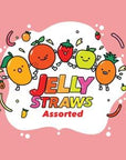 Jelly Fruits Straws 60Pcs Fruit Jelly Filled Strips 423oz 5 Flavor Assorted Fruit Jelly Sticks Strawberry Orange Apple Pineapple Mango 423oz Halal Certificated and FatFree