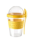 GanoOne Breakfast On the Go Cups Take and Go Yogurt Cup with Topping Cereal or Oatmeal Container Portable Lux Yogurt Cereal ToGo Container with Top Lid Granola  Fruit Compartment Yellow