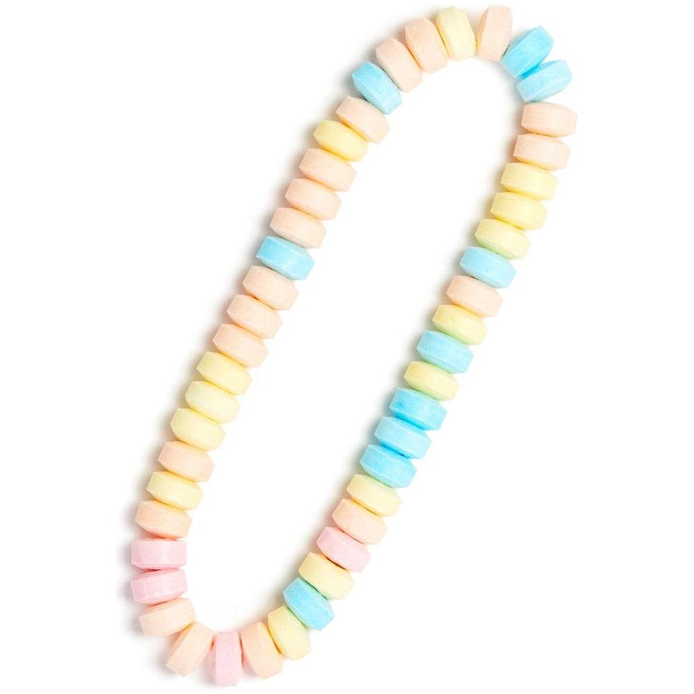 36 Candy Necklaces Individually Wrapped Choker Style Nostalgic Pastel Candy Jewelry Perfect for Party Favors Pinata Fillers and Goodie Bags Packed in a Convenient Display Tub By 4YoreElves - Whlsome - Candies & Chocolates