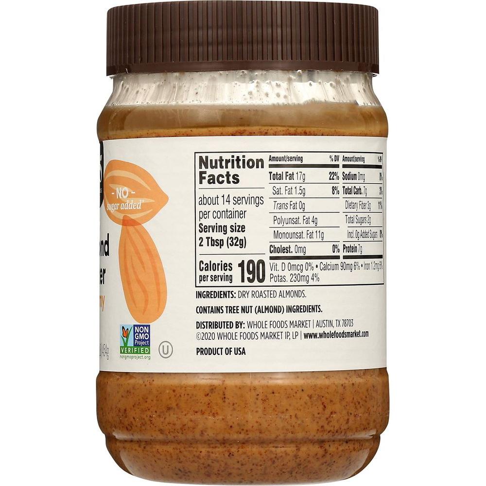 365 by Whole Foods Market, Almond Butter Creamy, 16 Ounce - Whlsome - Nuts & Seed Butter