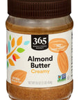 365 by Whole Foods Market, Almond Butter Creamy, 16 Ounce - Whlsome - Nuts & Seed Butter