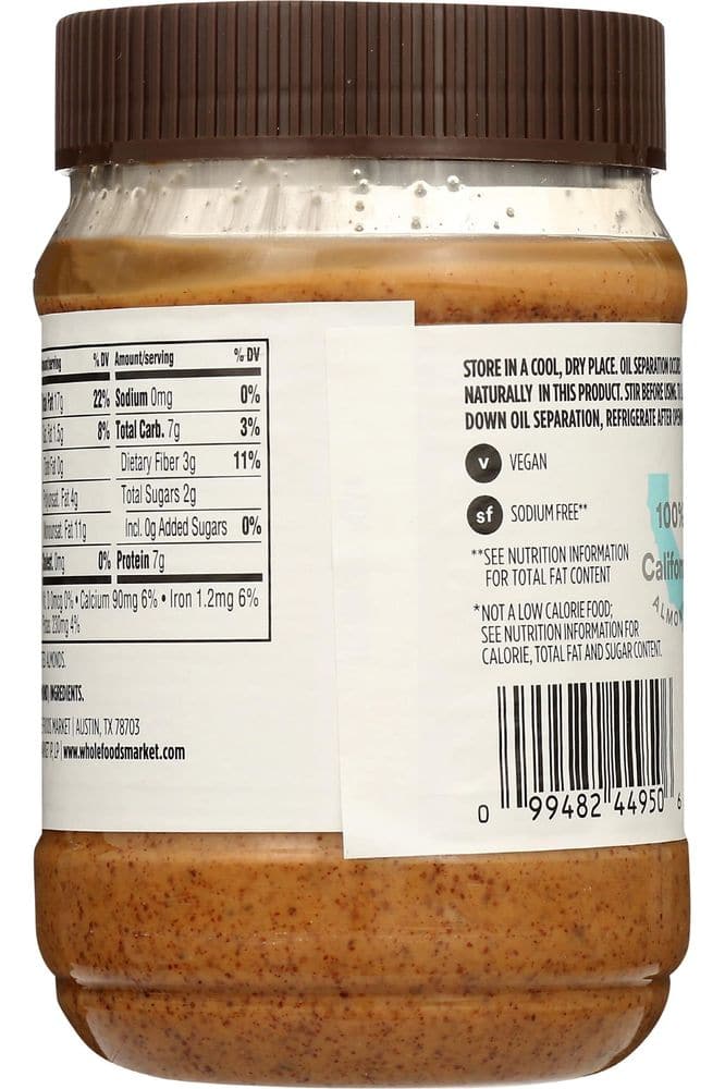 365 by Whole Foods Market, Almond Butter Creamy, 16 Ounce - Whlsome - Nuts &amp; Seed Butter