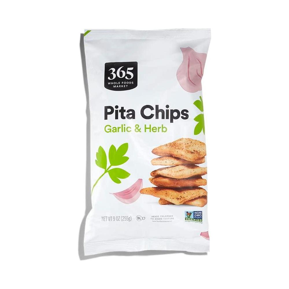 365 by Whole Foods Market, Garlic Herb Pita Chips, 9 Ounce - Whlsome - Snacks