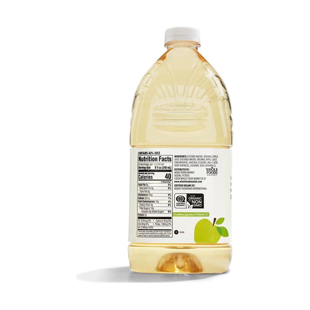 365 by Whole Foods Market Juice Reduced Sugar Apple Organic 64 Fl Oz - Whlsome - Fruit Juices