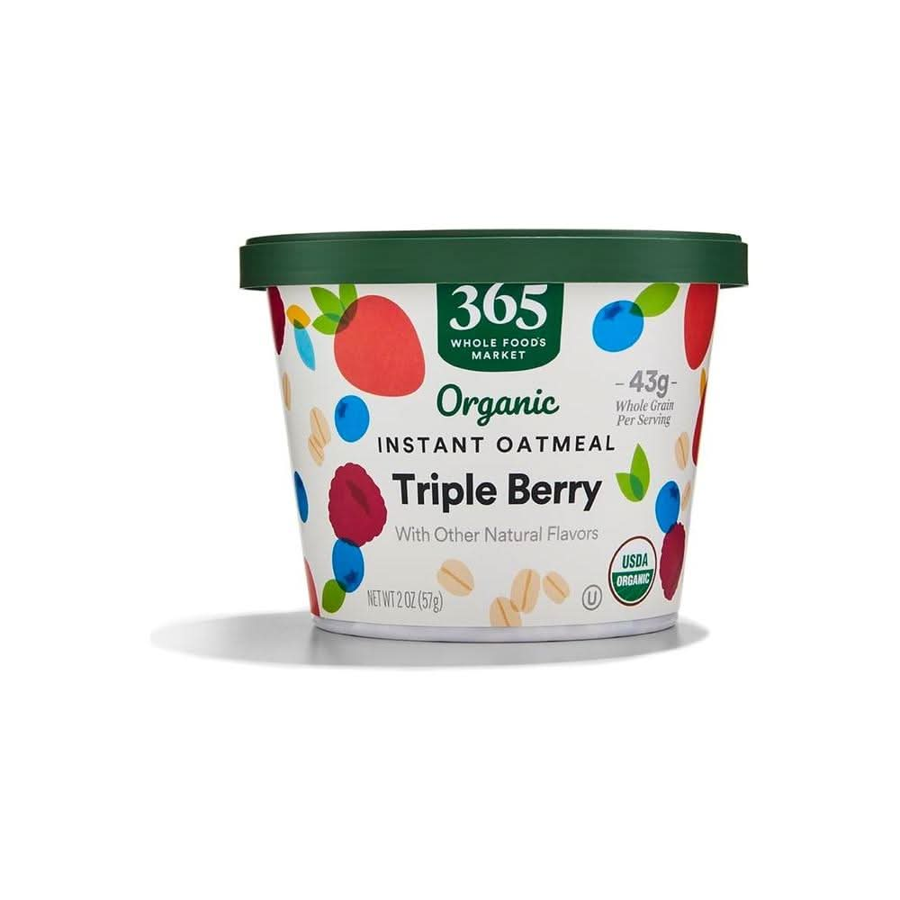 365 by Whole Foods Market Oatmeal Triple Berry Instant Organic Single 2 Ounce - Whlsome - Oats & Oatmeal