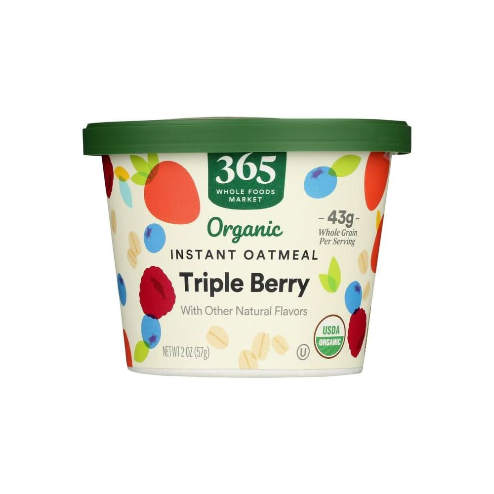 365 by Whole Foods Market Oatmeal Triple Berry Instant Organic Single 2 Ounce - Whlsome - Oats &amp; Oatmeal