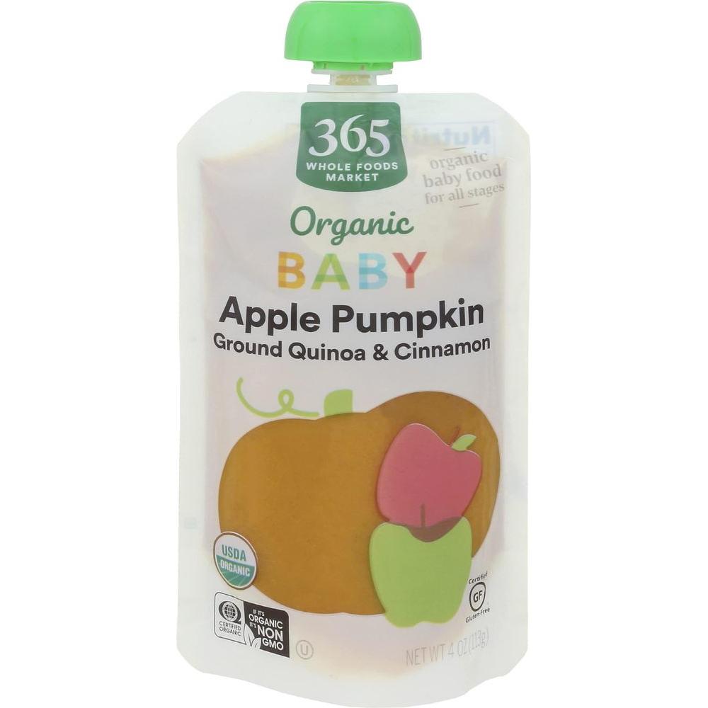 365 by Whole Foods Market, Organic Baby Food, Apple Pumpkin with Quinoa & Cinnamon, 4 Ounce - Whlsome - Baby Food