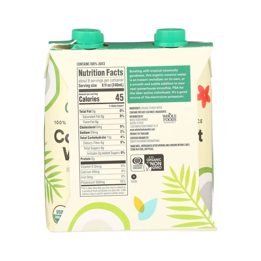 365 by Whole Foods Market Organic Coconut Water 4 Pack 676 Fl Oz - Whlsome - Coconut Water