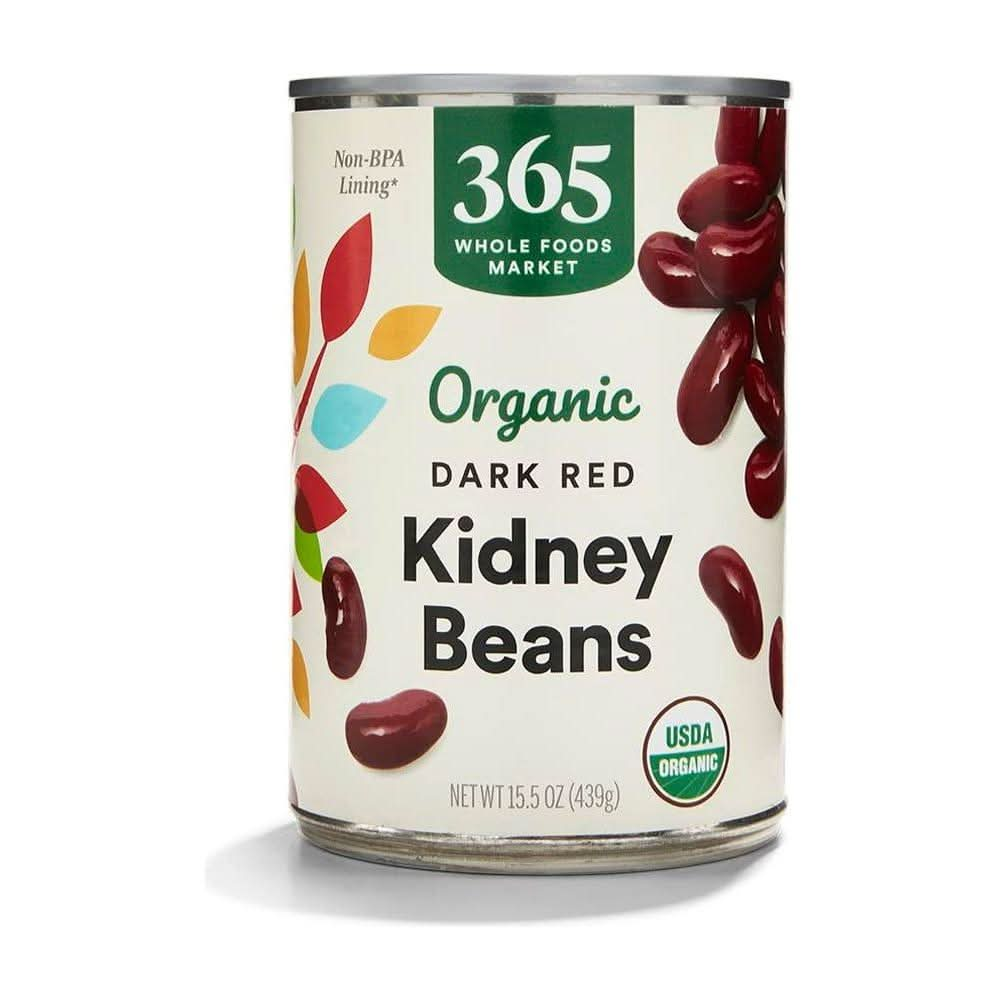 365 by Whole Foods Market Organic Dark Red Kidney Beans 155 Ounce - Whlsome - Canned Beans