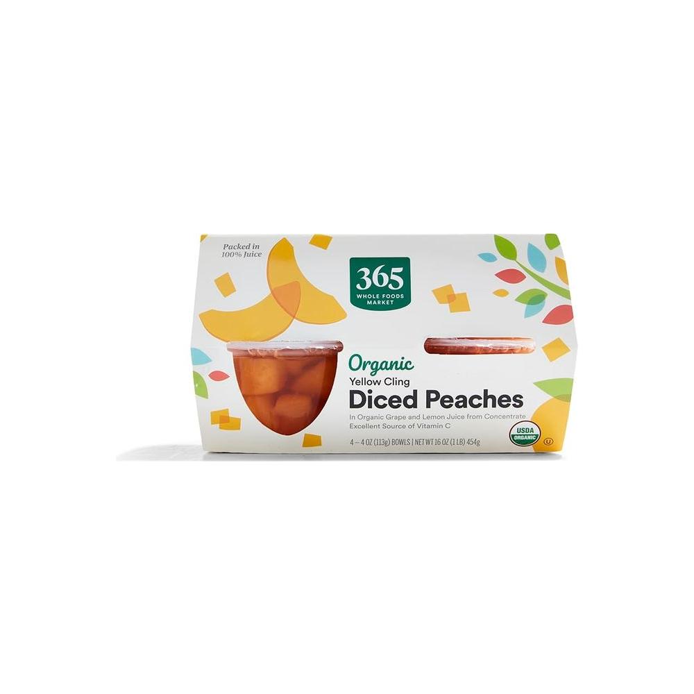 365 by Whole Foods Market Organic Diced Peaches 16 Ounce - Whlsome - Canned Fruits