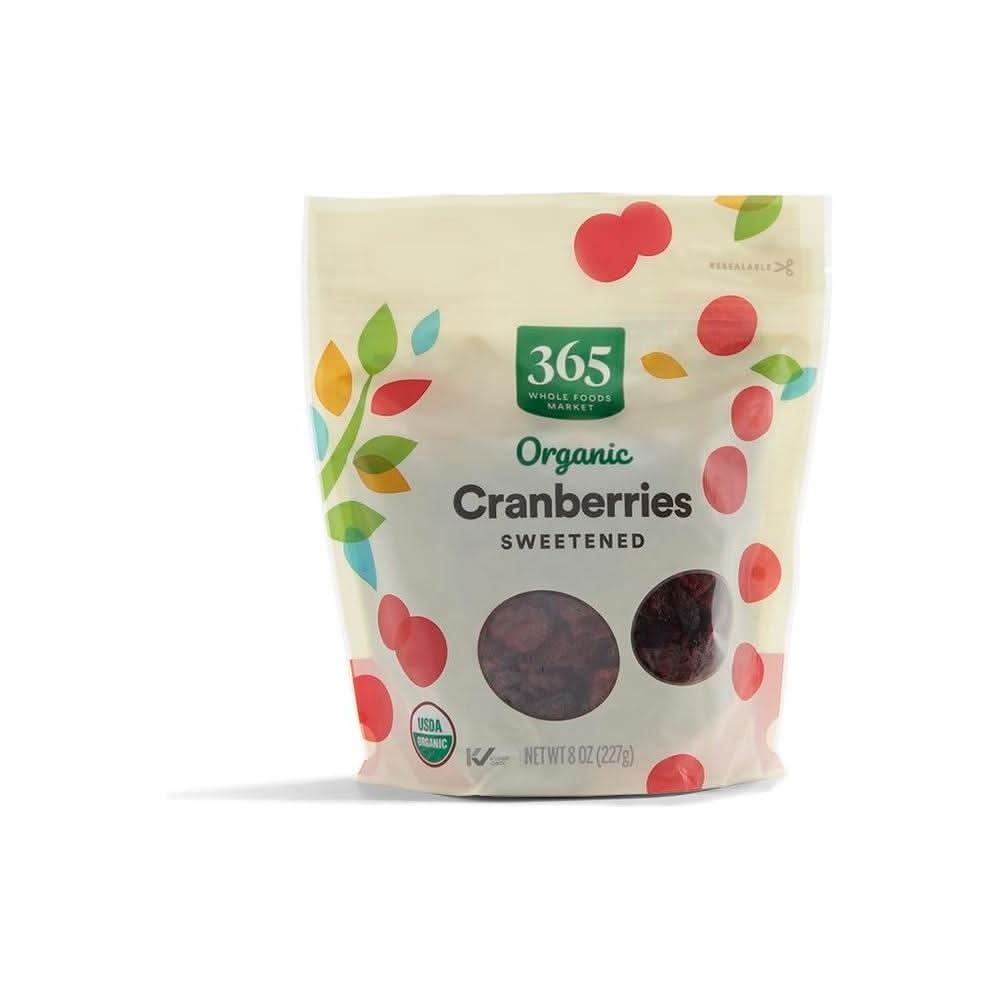 365 by Whole Foods Market Organic Dried Sweetened Cranberries 8 Ounce - Whlsome - Dried Fruits