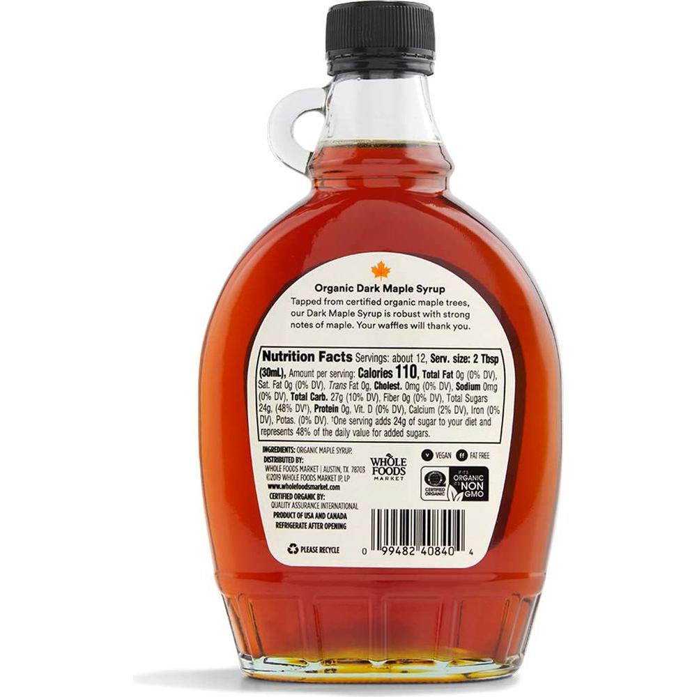 365 by Whole Foods Market Organic Grade A Dark Maple Syrup 12 Fl Oz - Whlsome - Maple Syrup