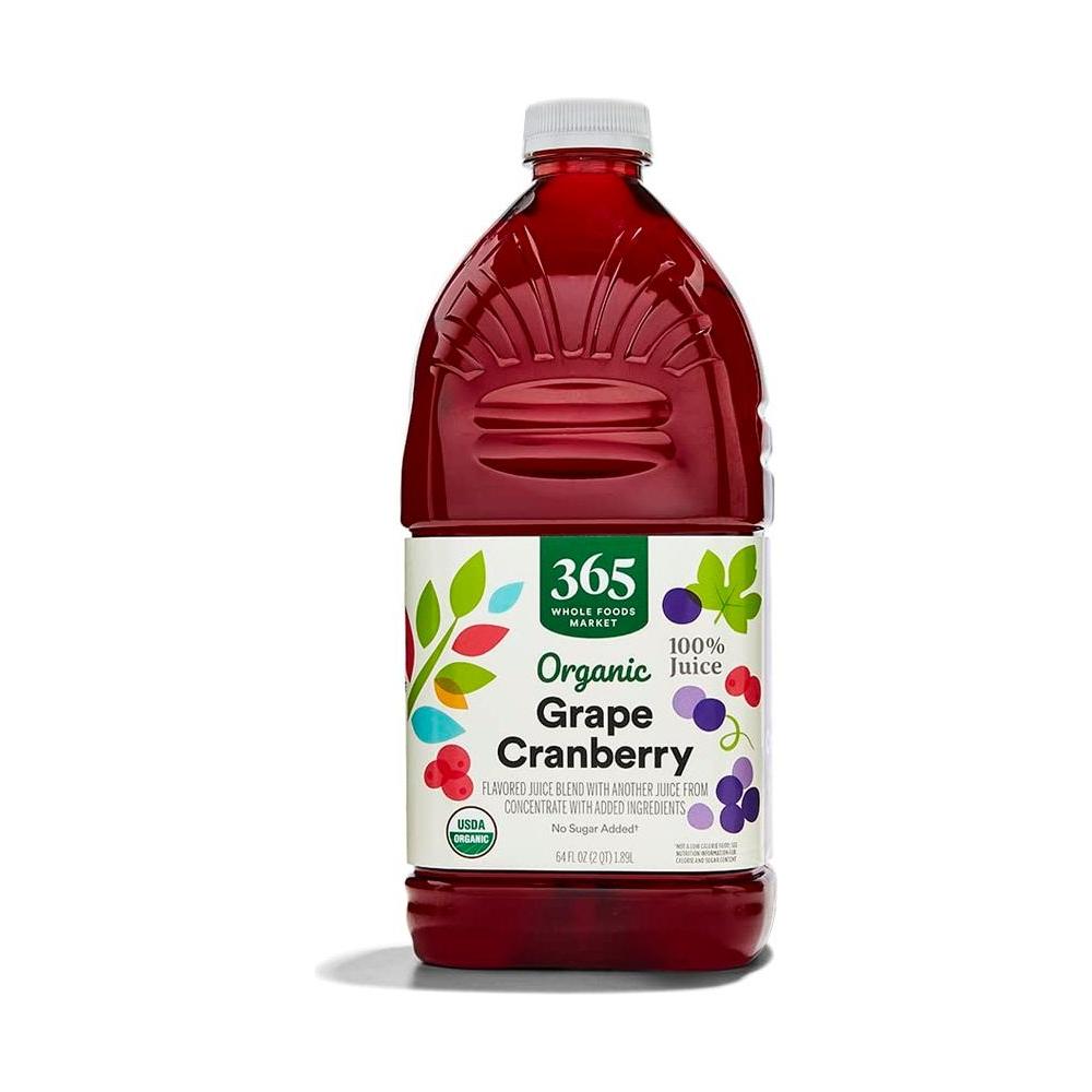 365 by Whole Foods Market Organic Grape Cranberry Flavored Juice Blend from Concentrate 64 Fl Oz - Whlsome - Fruit Juices