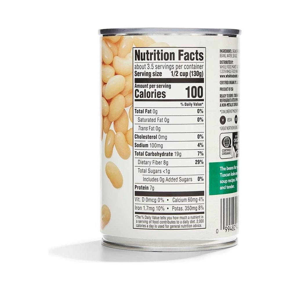 365 by Whole Foods Market Organic Great Northern Beans 155 Ounce - Whlsome - Canned & Jarred Vegetables