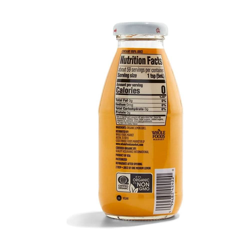 365 by Whole Foods Market Organic Lemon Juice 10 Fl Oz - Whlsome - Fruit Juices