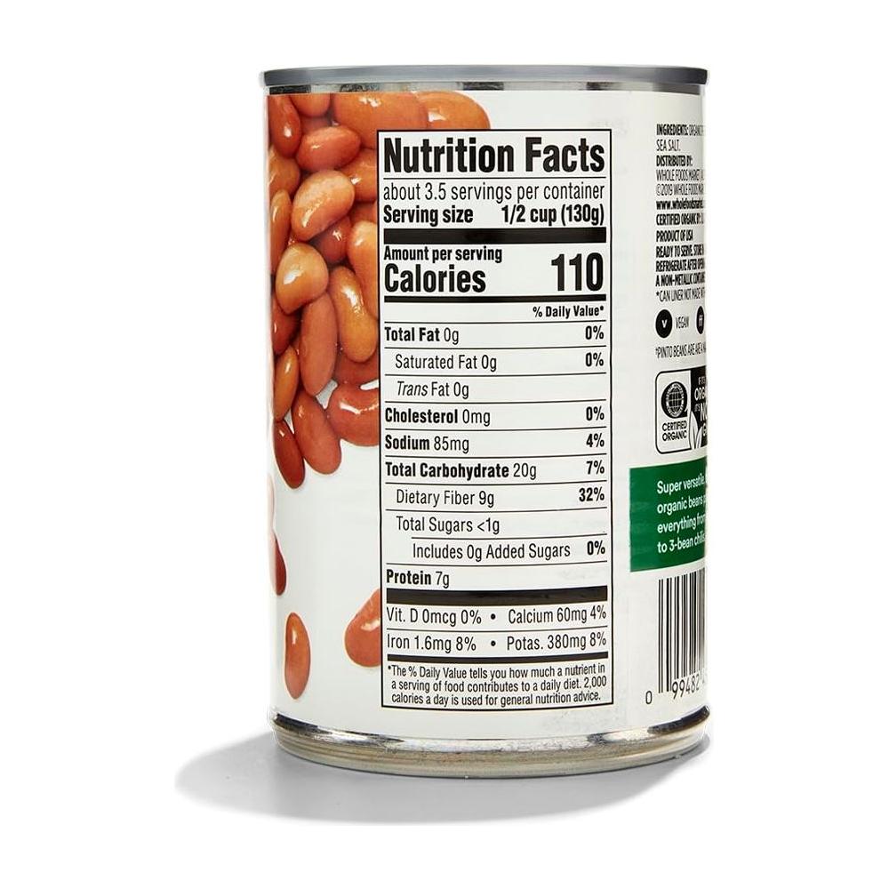 365 by Whole Foods Market Organic Pinto Beans 155 Ounce - Whlsome - Canned Beans