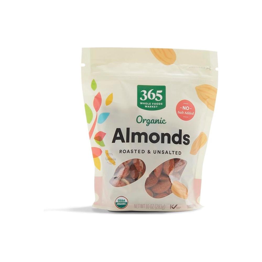 365 by Whole Foods Market Organic Roasted Unsalted Almonds 10 Ounce - Whlsome - Nuts &amp; Seeds