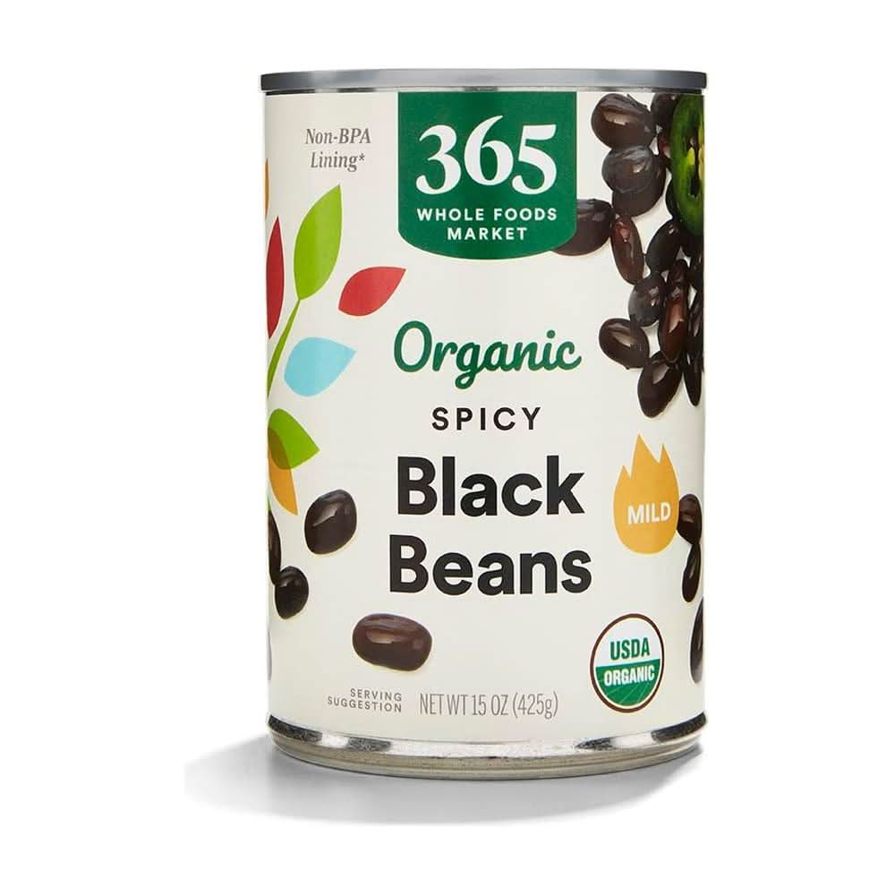 365 by Whole Foods Market Organic Spicy Black Beans 15 Ounce - Whlsome - Canned Beans