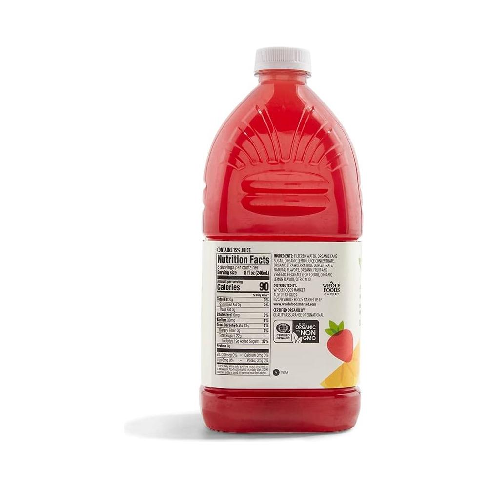 365 by Whole Foods Market Organic Strawberry Lemonade 64 Fl Oz - Whlsome - Lemonade