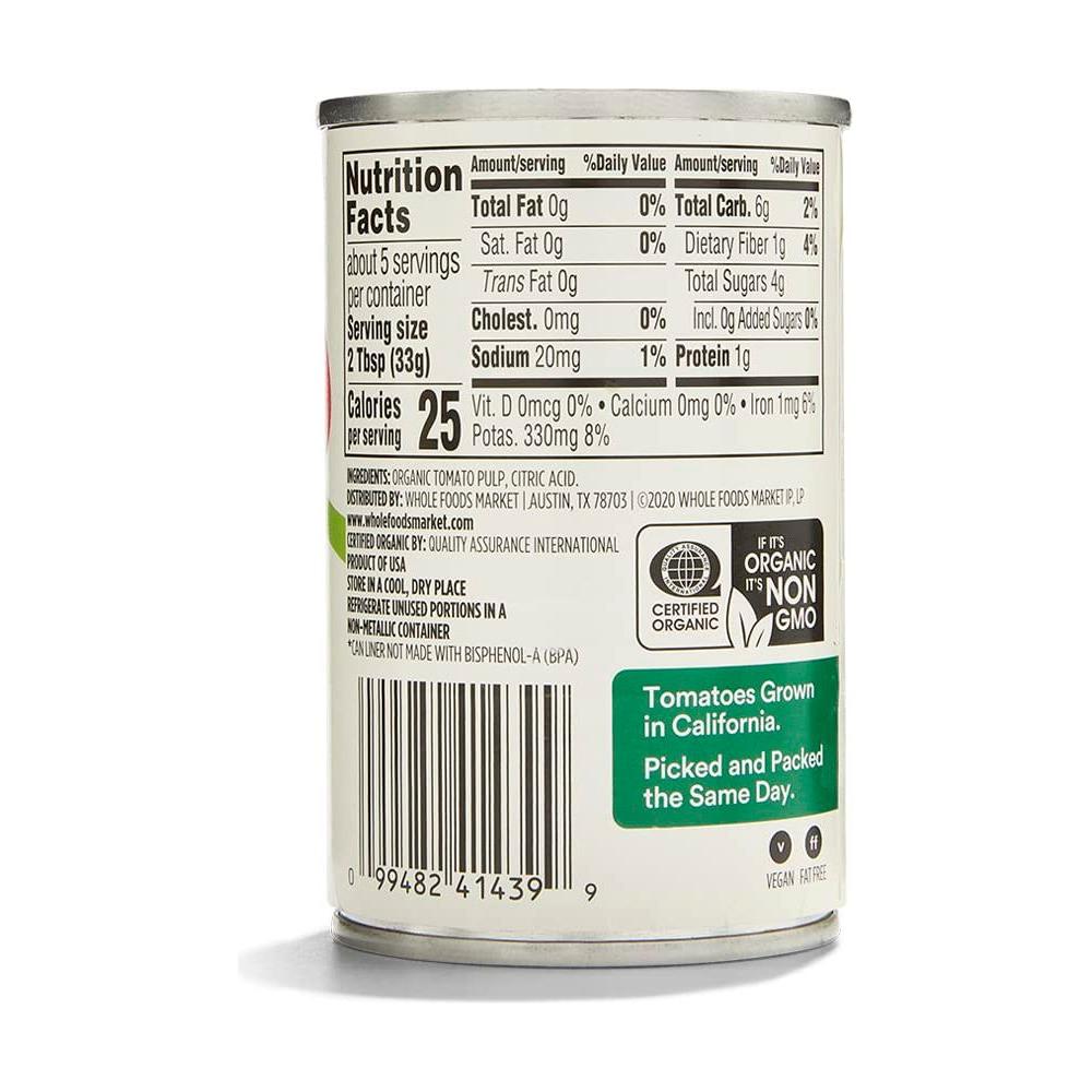 365 by Whole Foods Market Organic Tomato Paste 6 Ounce - Whlsome - Tomato Sauces