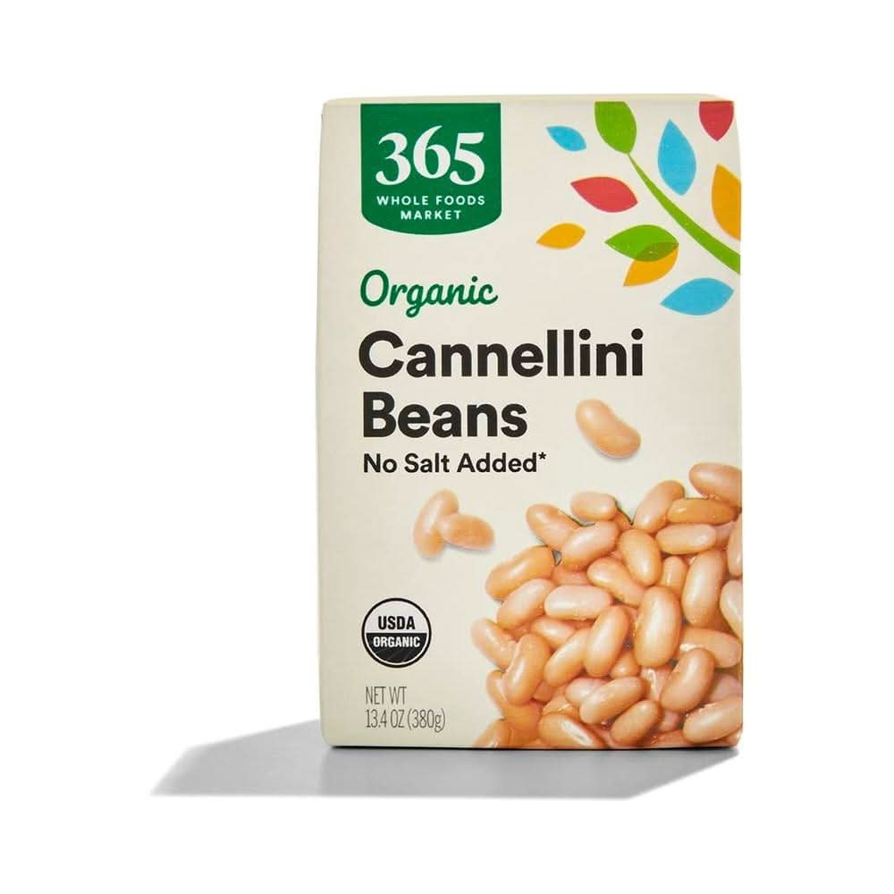 365 by Whole Foods Market Organic Unsalted Cannellini Beans 134 Ounce - Whlsome - Canned Beans