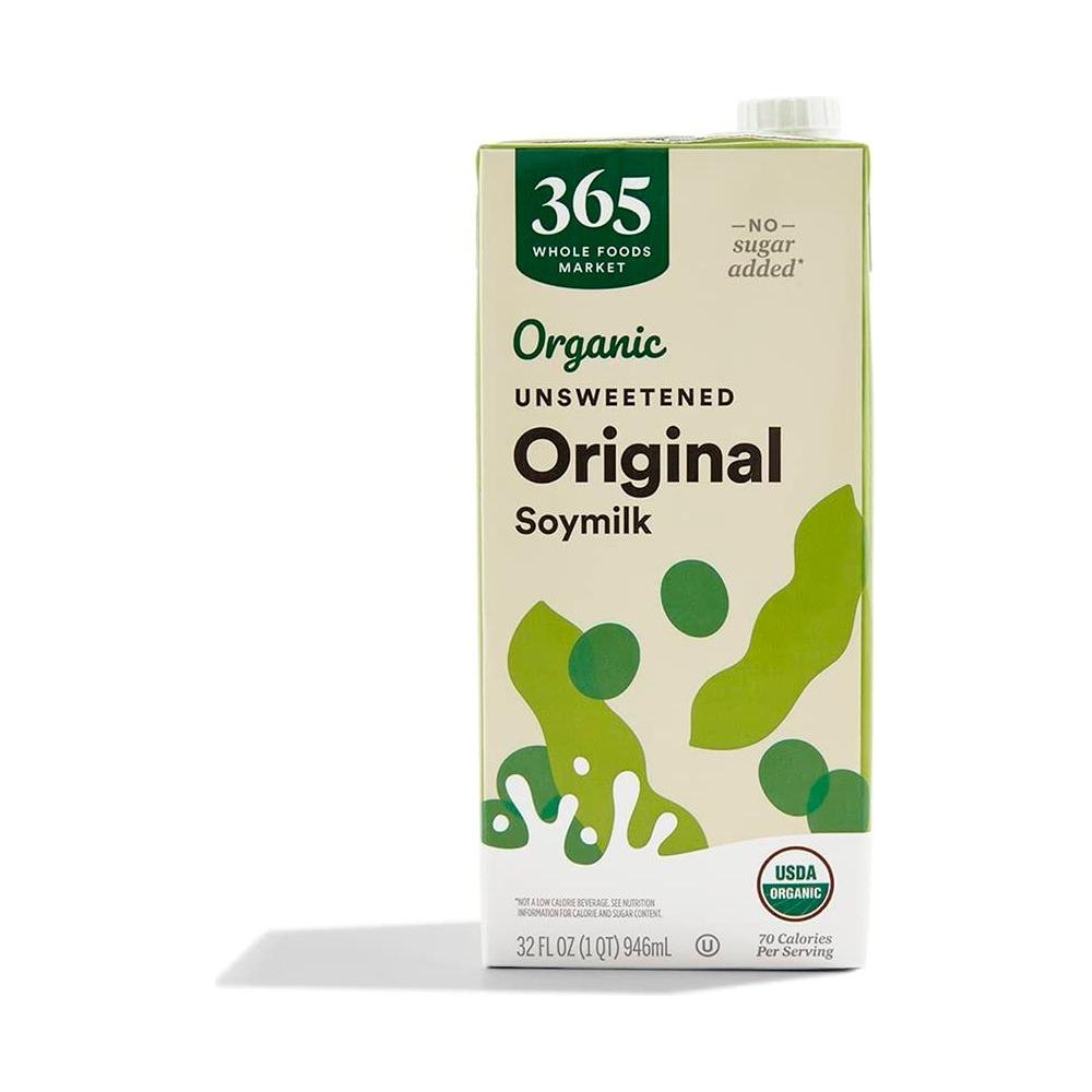 365 by Whole Foods Market Organic Unsweetened Soy Beverage 32 Fl Oz - Whlsome - Soy Milk