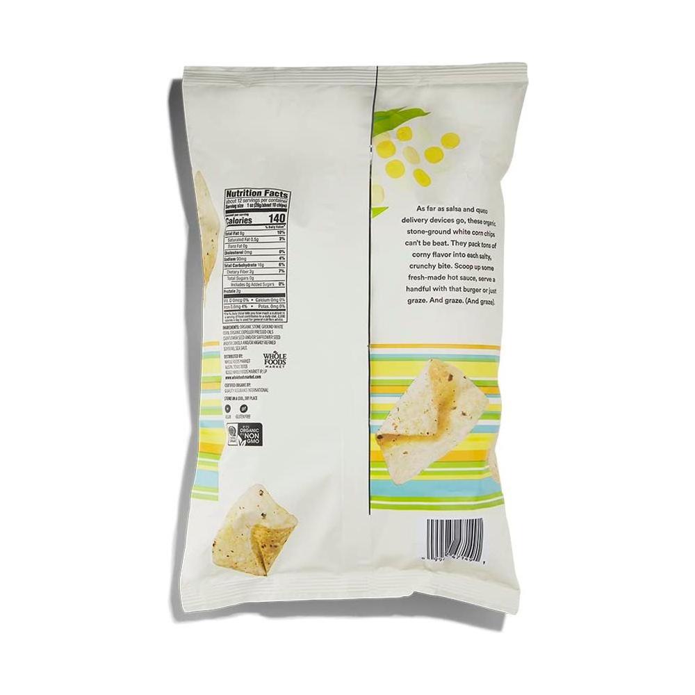 365 by Whole Foods Market, Organic White Corn Tortilla Chips Thin and Crispy, 12 Ounce - Whlsome - Snacks