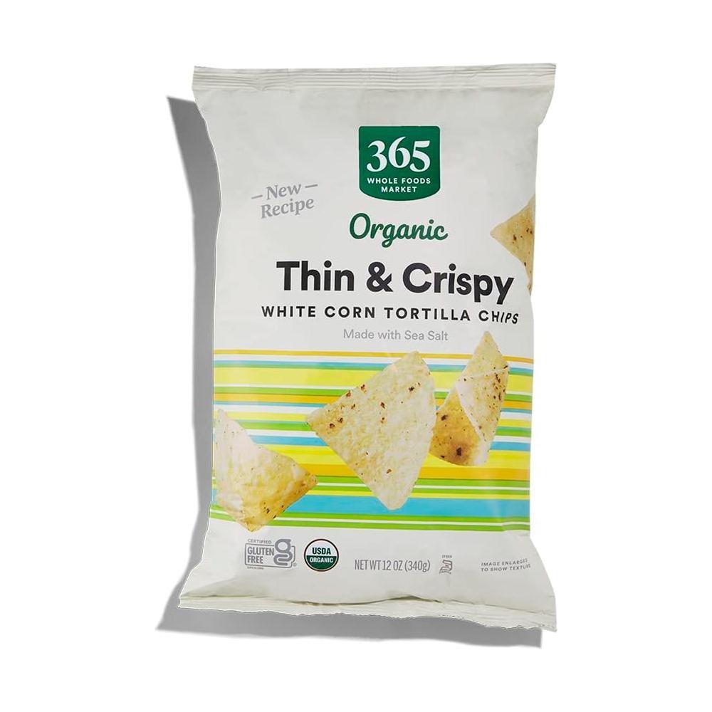 365 by Whole Foods Market, Organic White Corn Tortilla Chips Thin and Crispy, 12 Ounce - Whlsome - Snacks