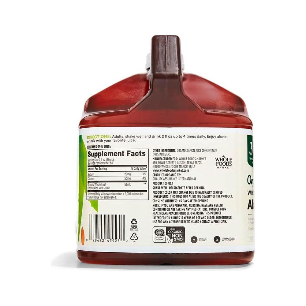 365 by Whole Foods Market Organic Whole Leaf Aloe Vera Juice 128 Fl Oz - Whlsome - Fruit Juices